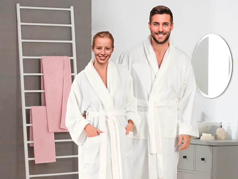 Bademäntel DUO-Soft Blau/Wollweiß